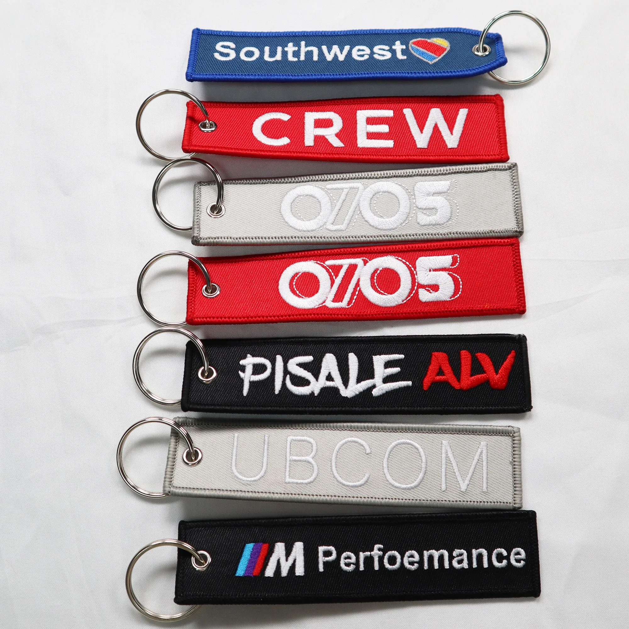 Customised Logo Flight Keychain Key Fob Wholesale Remove Flight Before Flight Woven Logo Custom Anime Jet Tag