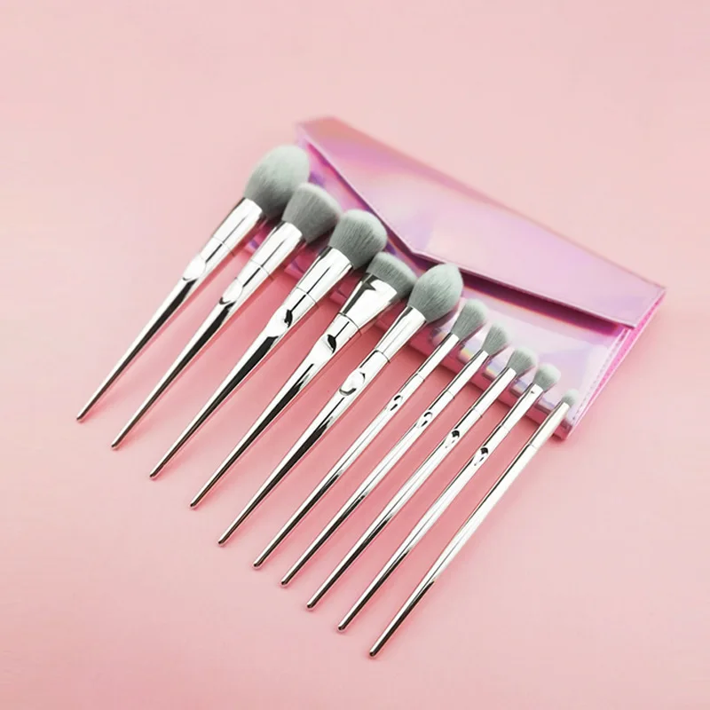 Private Label Cosmetic Powder Eye Shadow Foundation Blush Blending Beauty Make Up Brush Tool Set Custom 10pcs set Makeup Brushes
