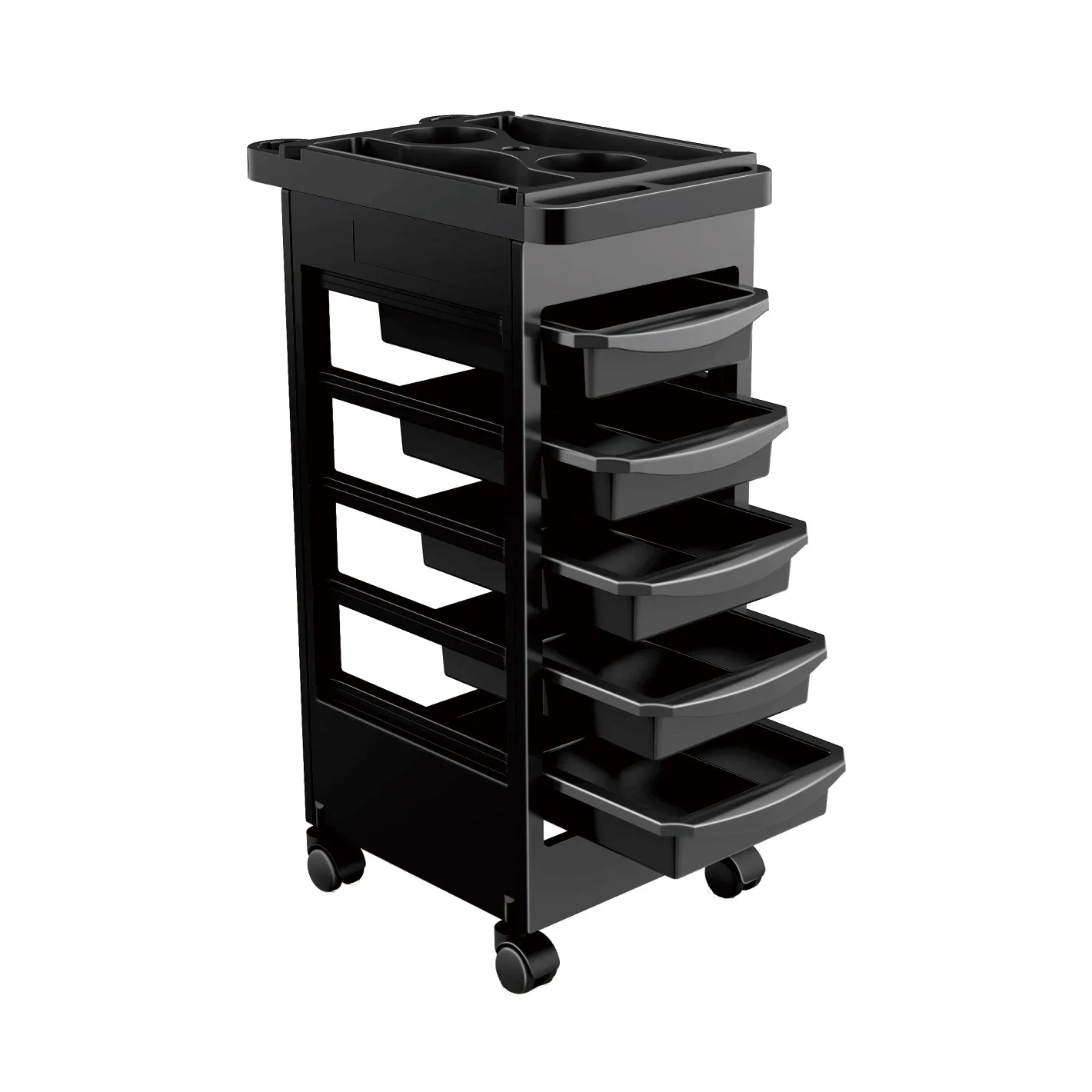 5-Layer Hairdressing Stroller with 360-Degree Rotate Plastic Air Cylinder and Dye Bowl Holder for Salon Use