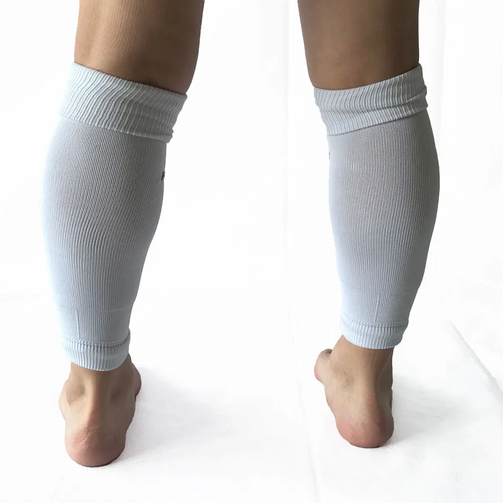 Custom design leg compression sleeve calf compression soccer football long socks leg sleeves with pocket for shin guard
