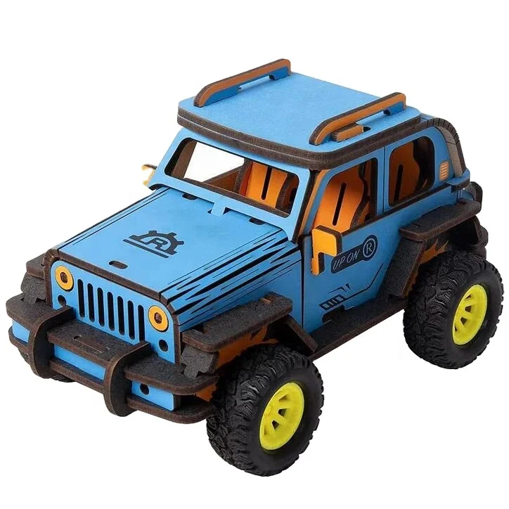 Manufacturer Wholesale Wooden Diy Inertia Power Off-road Car Children Educational Assemble Toys