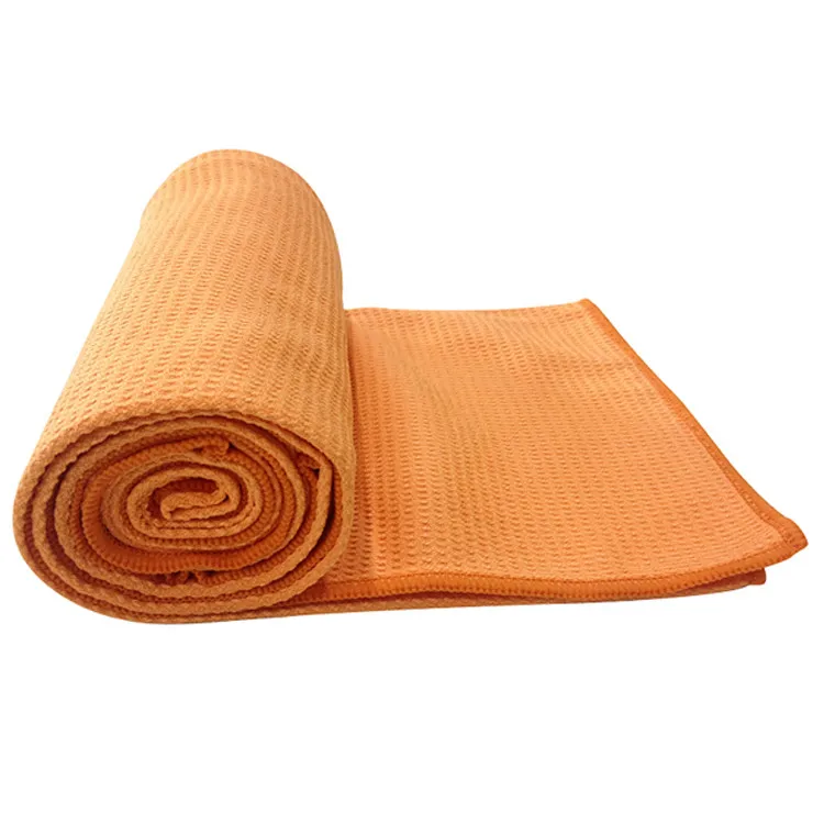 Customized design plain color waffle yoga towel non slip microfiber towel