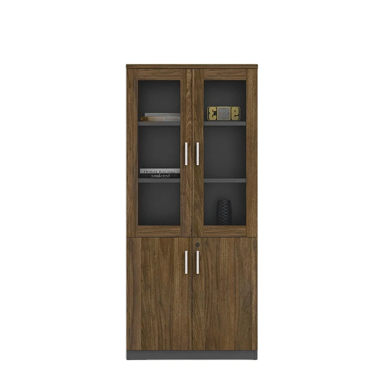 Modern office furniture with glass doors high office wooden Two-door filing cabinet