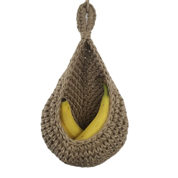 Set of 2 Crochet Hanging Basket for Wall Decor, Planters, Decorative Display