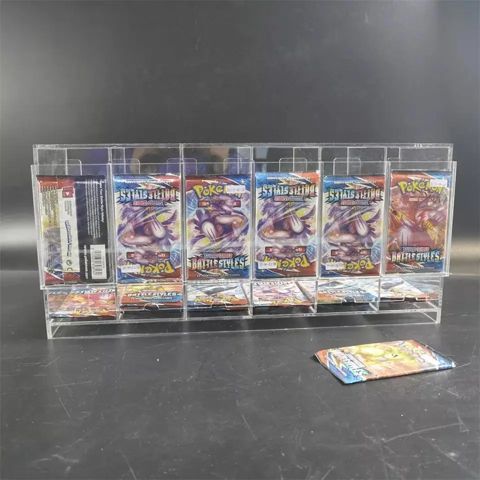Custom Tcg Mtg Yugioh Po kemon Booster Packs Display Wholesale 3 Or 6 Slot Acrylic Booster Pack Dispenser