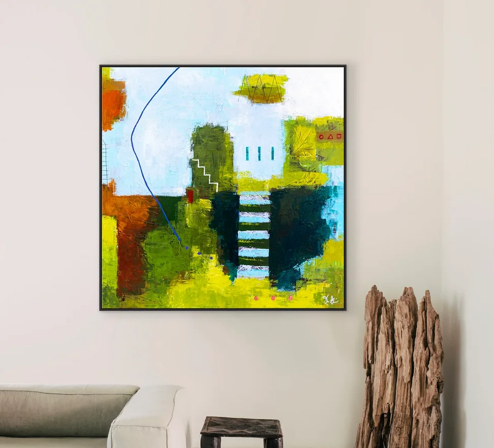 Custom Made Large Framed High Quality Abstract Wall Art Modern Minimalist Acrylic Painting for Home Living Room Decor