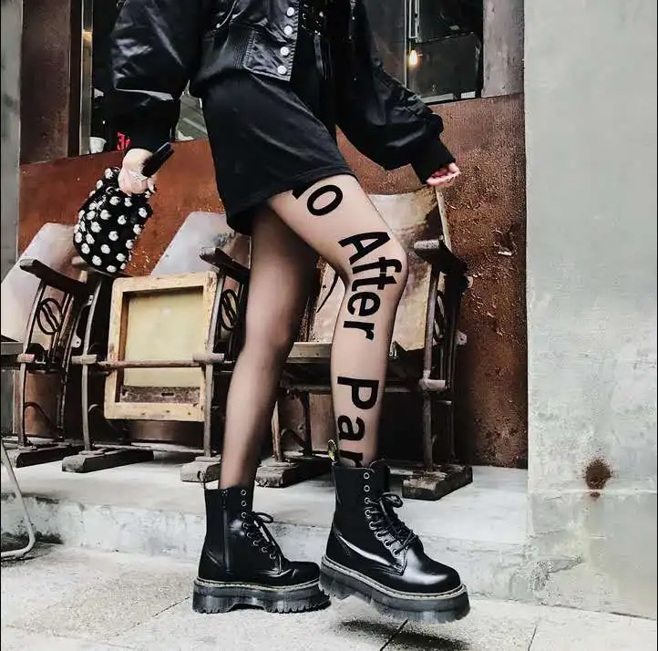 
Chinese factory silk foot sexy girls ultra-thin free sexy stockings sexy long nylon plate black letter lady pantyhose 