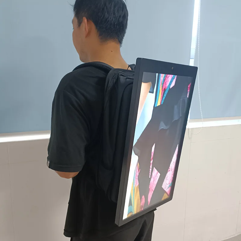 Outdoor walking backpack 27 inch advertising display AD lcd advertising player digital signage and displays