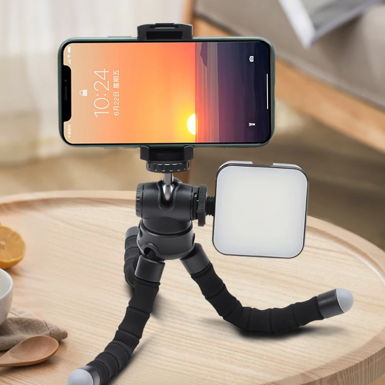 T2 New Arrival Nylon Aluminum Sponge travel lightweight small flexible professional camera mobile phone tripod