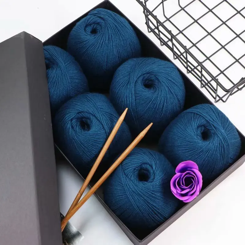  Hot Sale Soft Three strand 16 Hand knitted Fine Wool Yarn Various Colors 100% Scarf and Towel