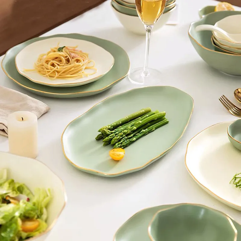 Роскошная фарфоровая белая посуда в скандинавском стиле миски ложки Набор посуды