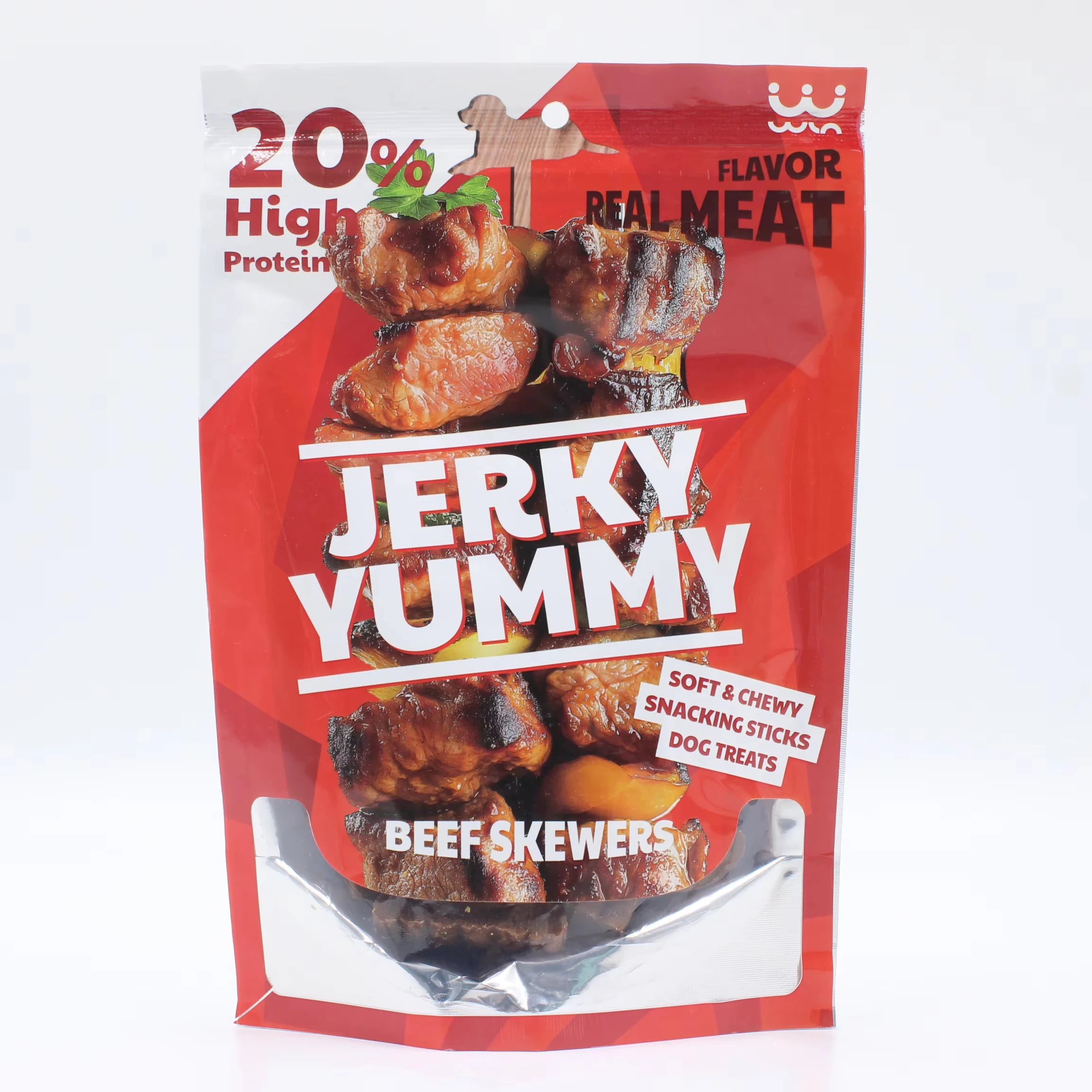 Wholesale OEM High Protein Jerky Yummy Beef Skewers Flavor Soft Chew Chicken Nuggets 100g Pet Snack Food Dogs Treats Reward