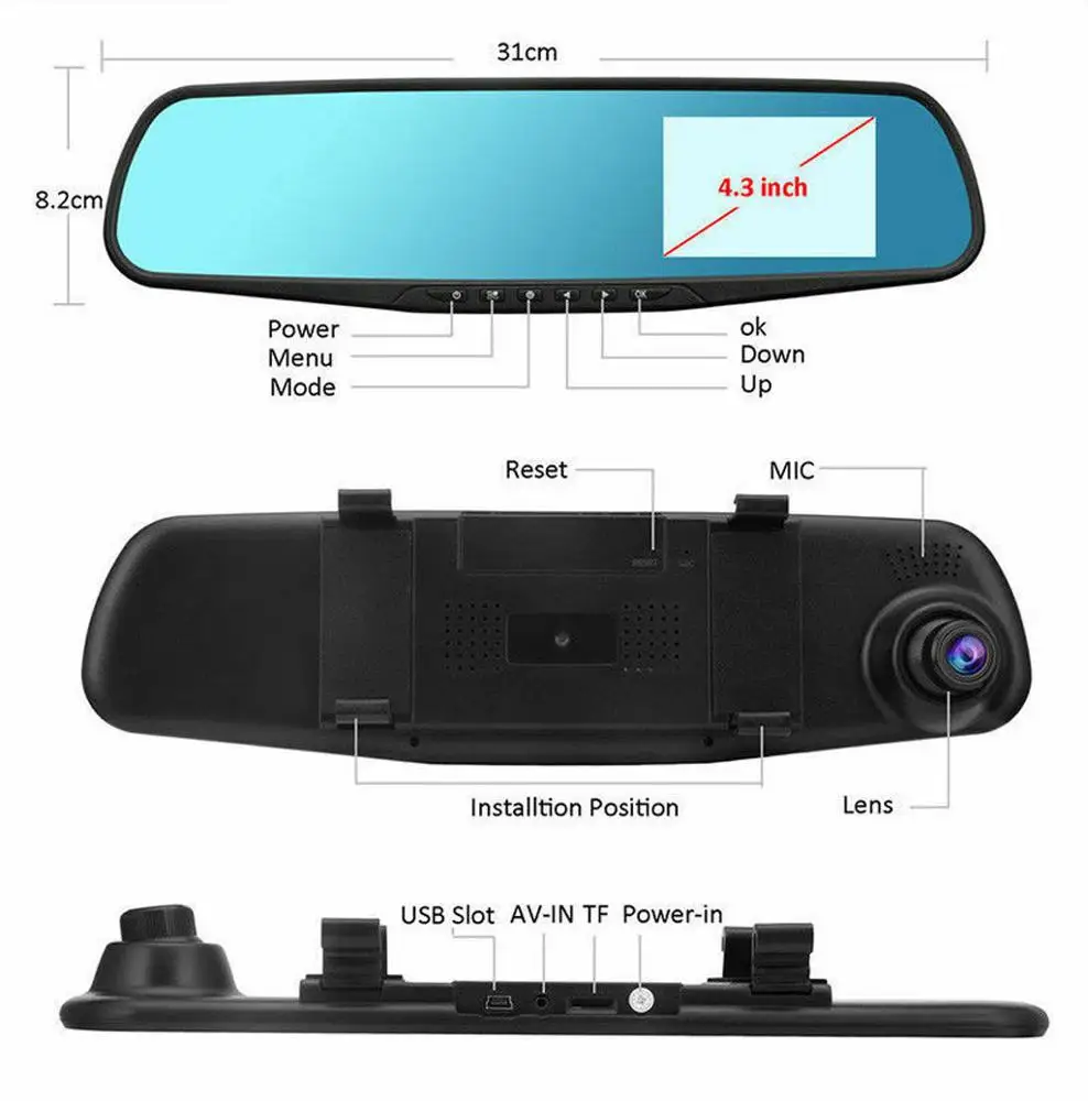  EGO 4 3 дюймов hd 1080p полностью раздвижной Электрический Автомобильный видеорегистратор с боковым сиденьем камера заднего