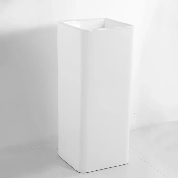 Modern Bathroom Good Quality Floor Mount Hand Washing Sink Square Pedestal Wash Basin