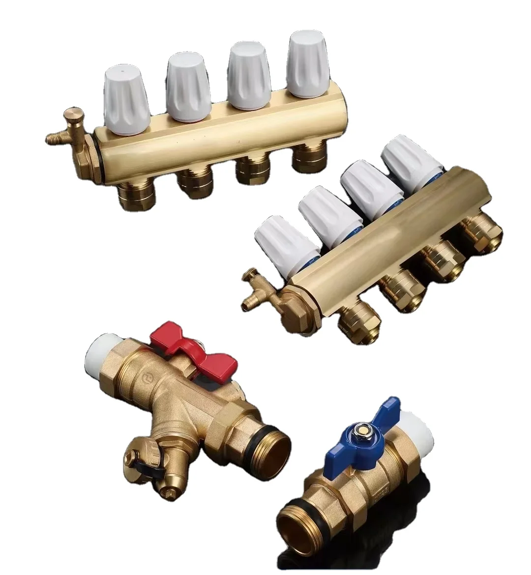 Radiant floor heating manifold,4 way Water heating Brass Manifold