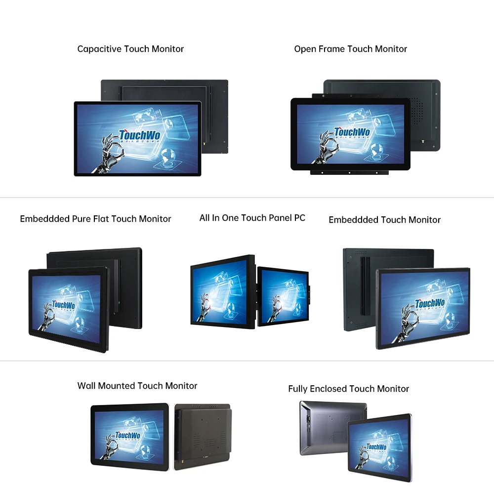 Touchwo capacitive all-in-one touch screen panel pc touch industrial monitor display with full hd vga hd-mi dvi