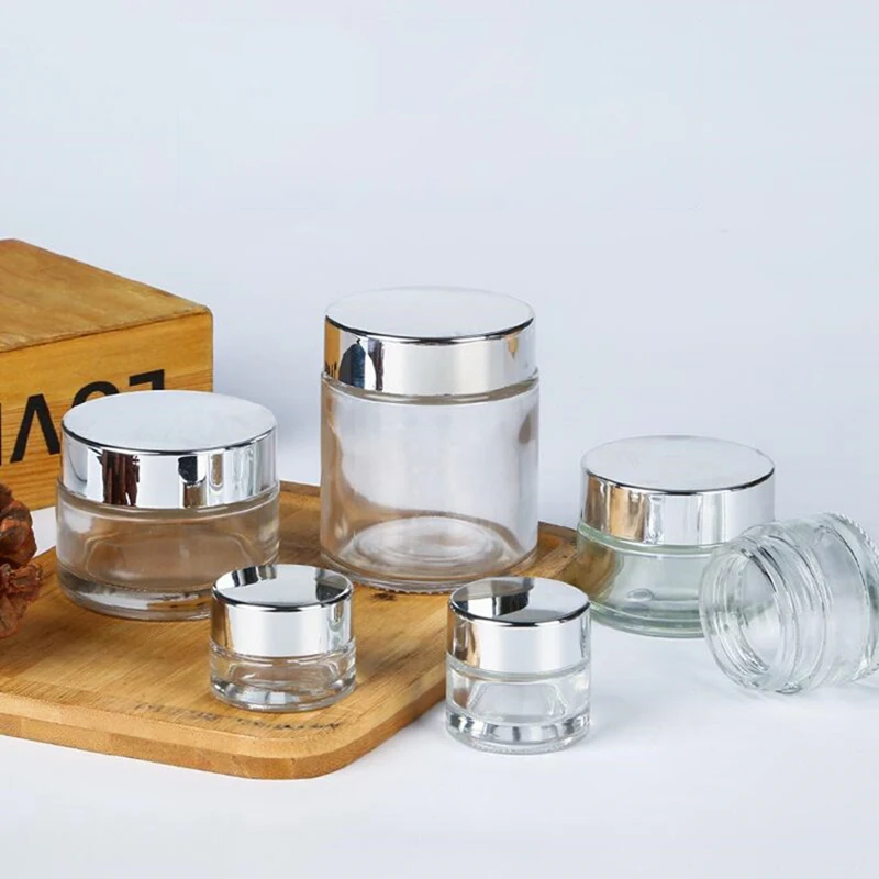 Ruizhuo Ruizhuo Wholesale Transparent Gold Cap Glass Cosmetics Make Up Subpackage 10G 15G Empty Bottle Trial Face Eye Cream Jar