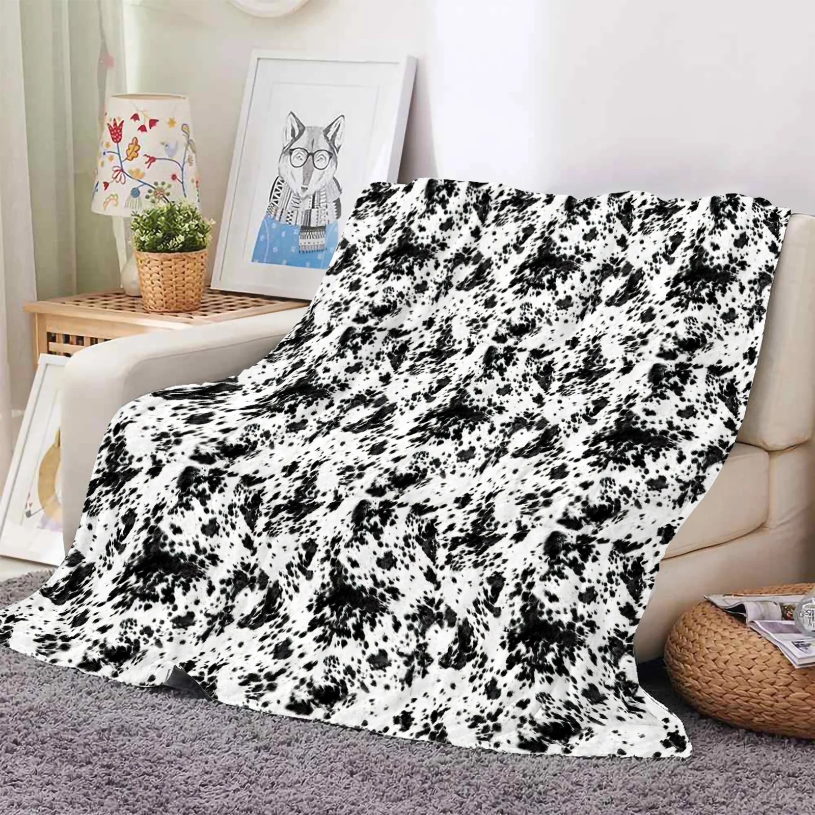 High Quality Personalized Western Style Cow Aztec Print Cowboy Flannel Blankets