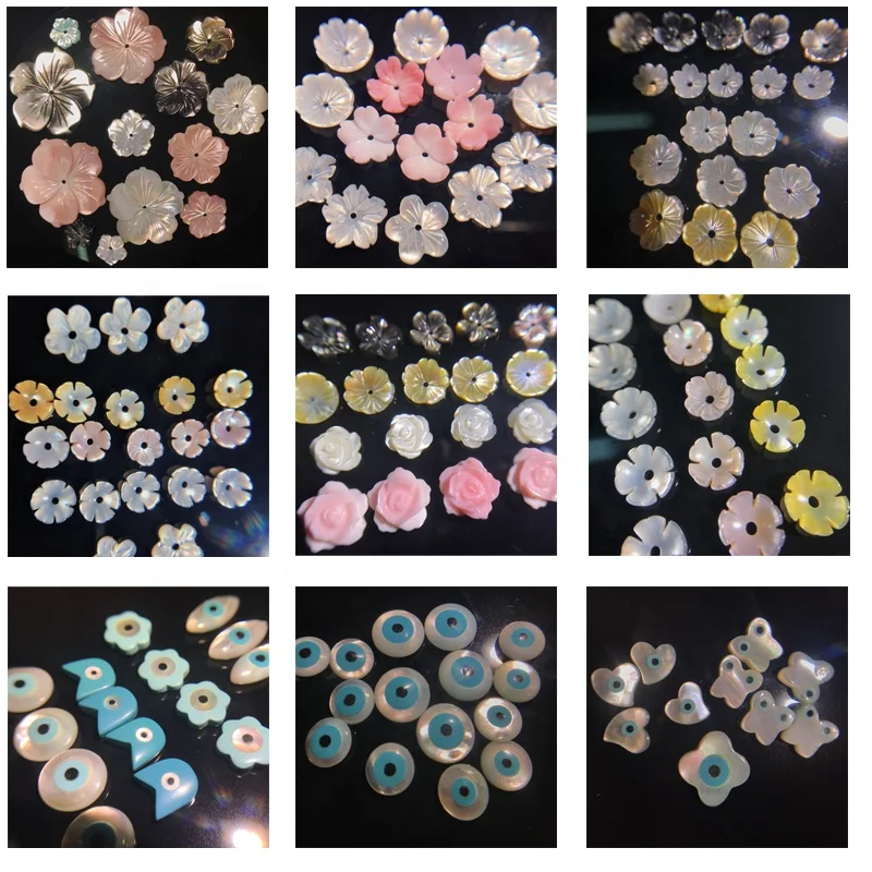 Wholesale Natural Shell 3-15mm Natural Mother of Pearl Shell Rounded Flower Oval Eye Ball Round Beads