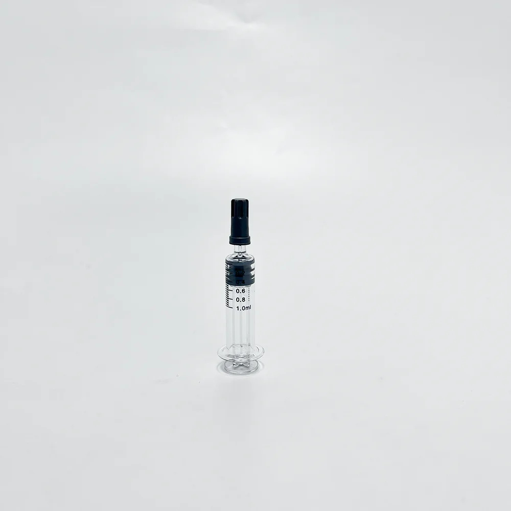1ml Glass Luer Lock Syringe With Plastic plunger Empty Cosmetic applicator with rubber cone Syringe