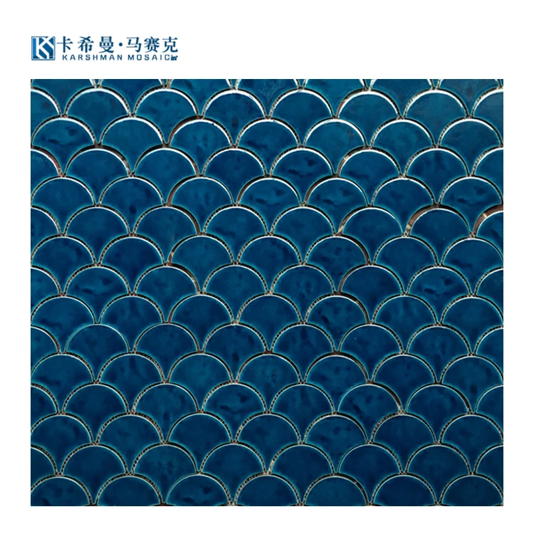 Specially designed umbrella blue matte texture Mosaic ceramic tiles for pool bar wall tiles