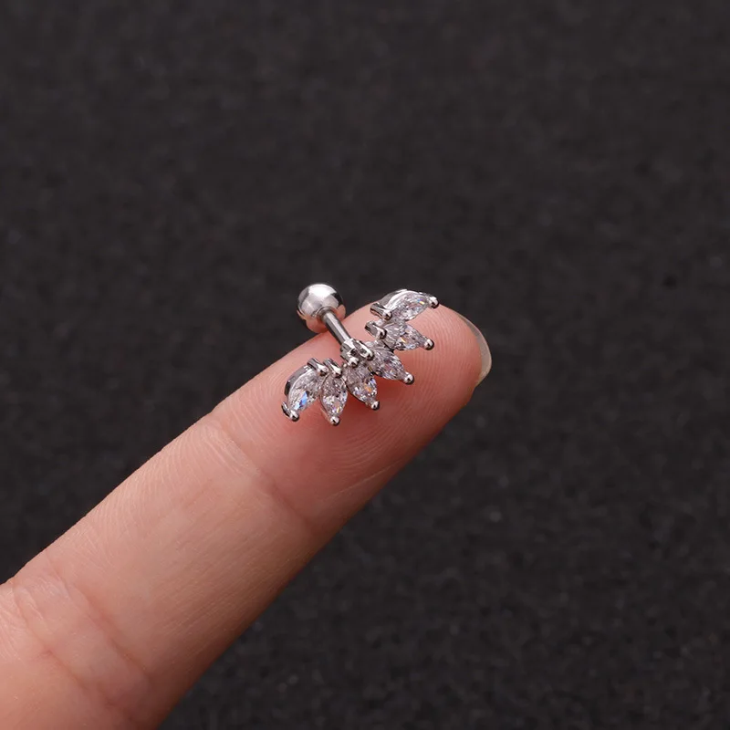 Gold and silver ear cartilage earrings with stud screw back perforated stainless steel ear stud jewelry for women