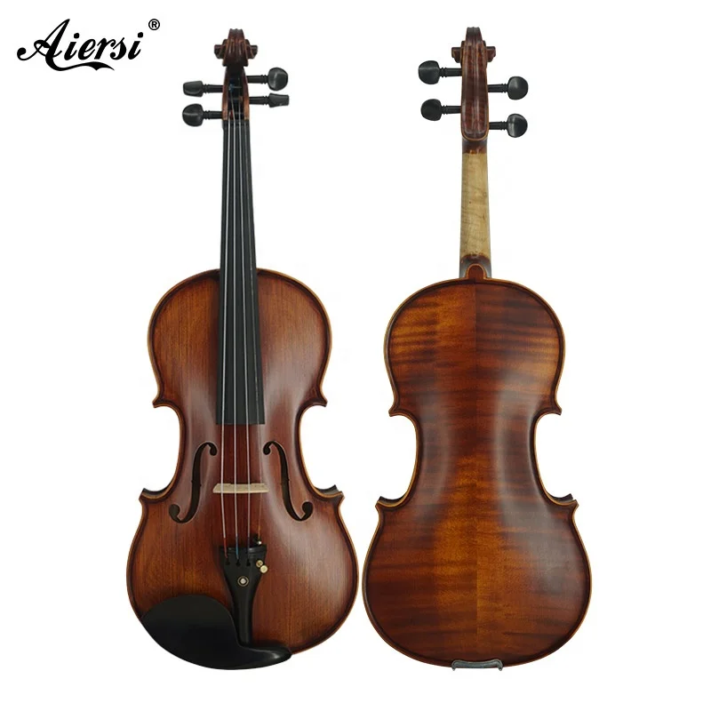 Aiersi 4/4violin student handmade high grade Professional flame maple dark brown Violin 4/4 Ebony accessory case brazil wood bow