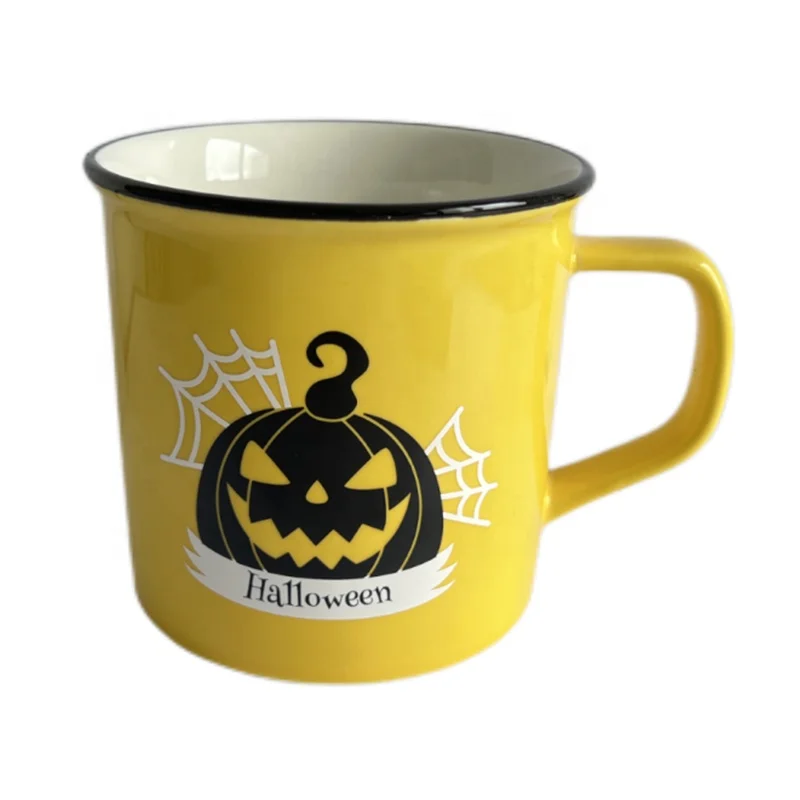 600ml Ceramic Dolomite Yellow  Mug 21Oz Coffee Mug Durable Thick Walled Home Style Drinkware with Decal logo