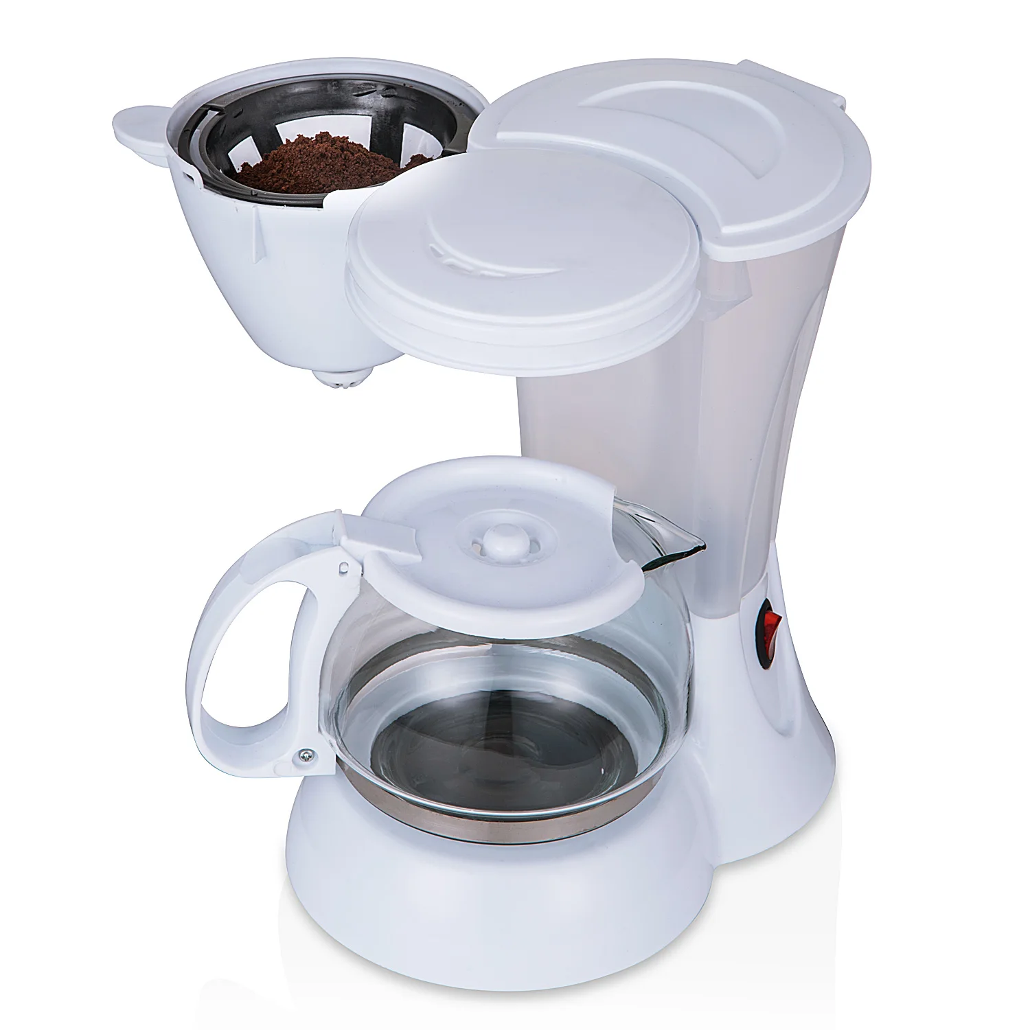 Small Drip Coffeemaker Compact Coffee Pot Brewer Machine  , Glass Carafe and Hot Plate