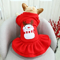 Hot Selling Christmas Sweater Dog Clothes Thick Warm Dog Christmas Dress With Snowman Pattern