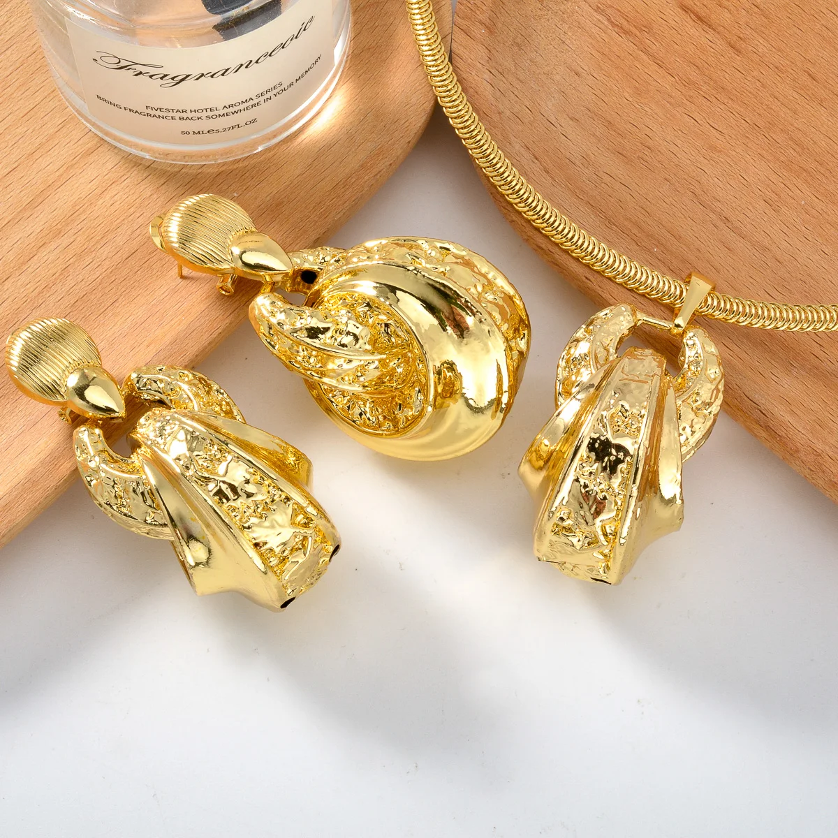 New Fashion Copper Big Earrings Pendent Necklace jewelry set for women