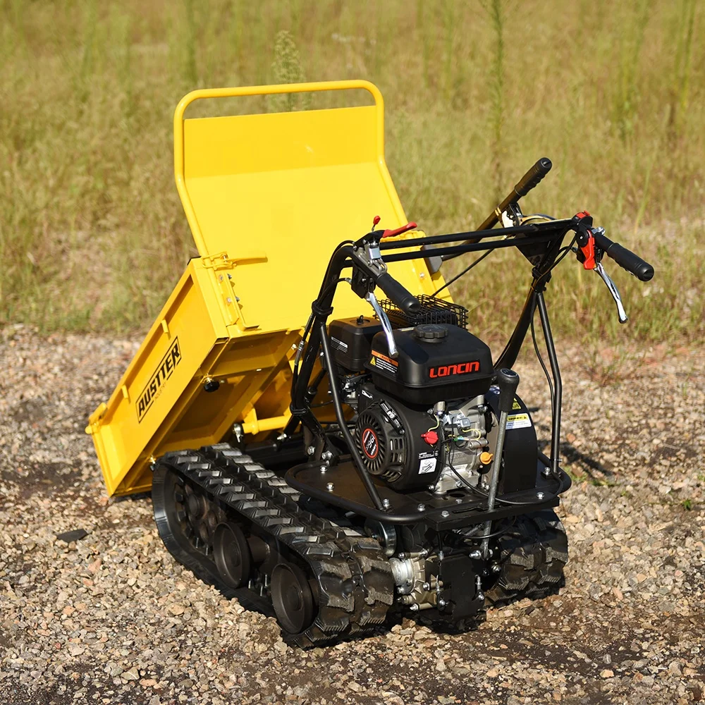AUSTTER Mini Transporter 300Kg Gasoline Engine Powered Track Carrier Small Dumper Truck Motorized Wheelbarrow for Sale
