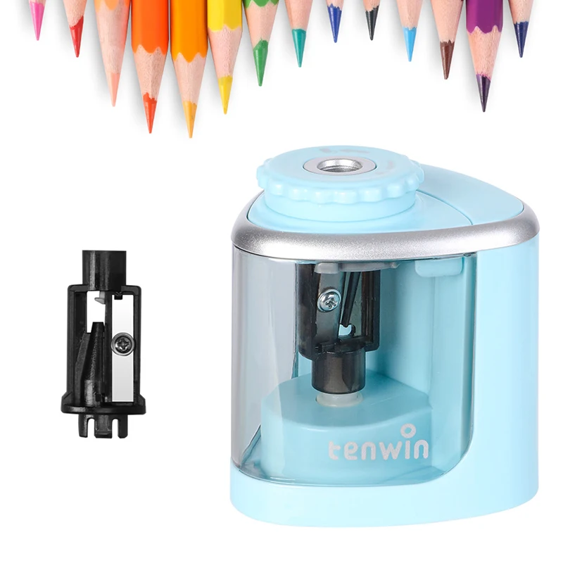 Plastic Pencil Sharpener Electronic Cute Pink Blue Dino Electronic Pencil Sharpener For Student Kid Children Battery And Wire