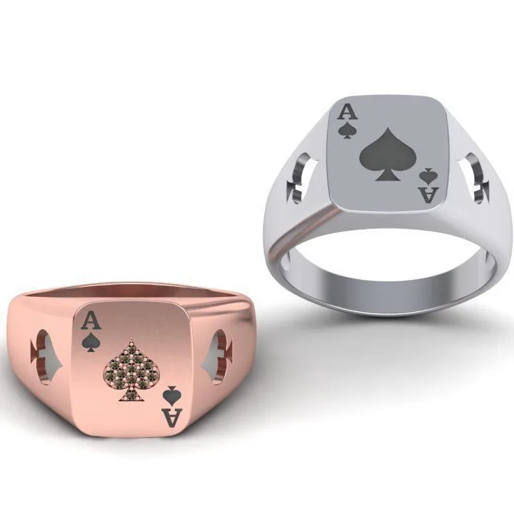 fashion customized poker ring ace ring jewelry hip hop ring