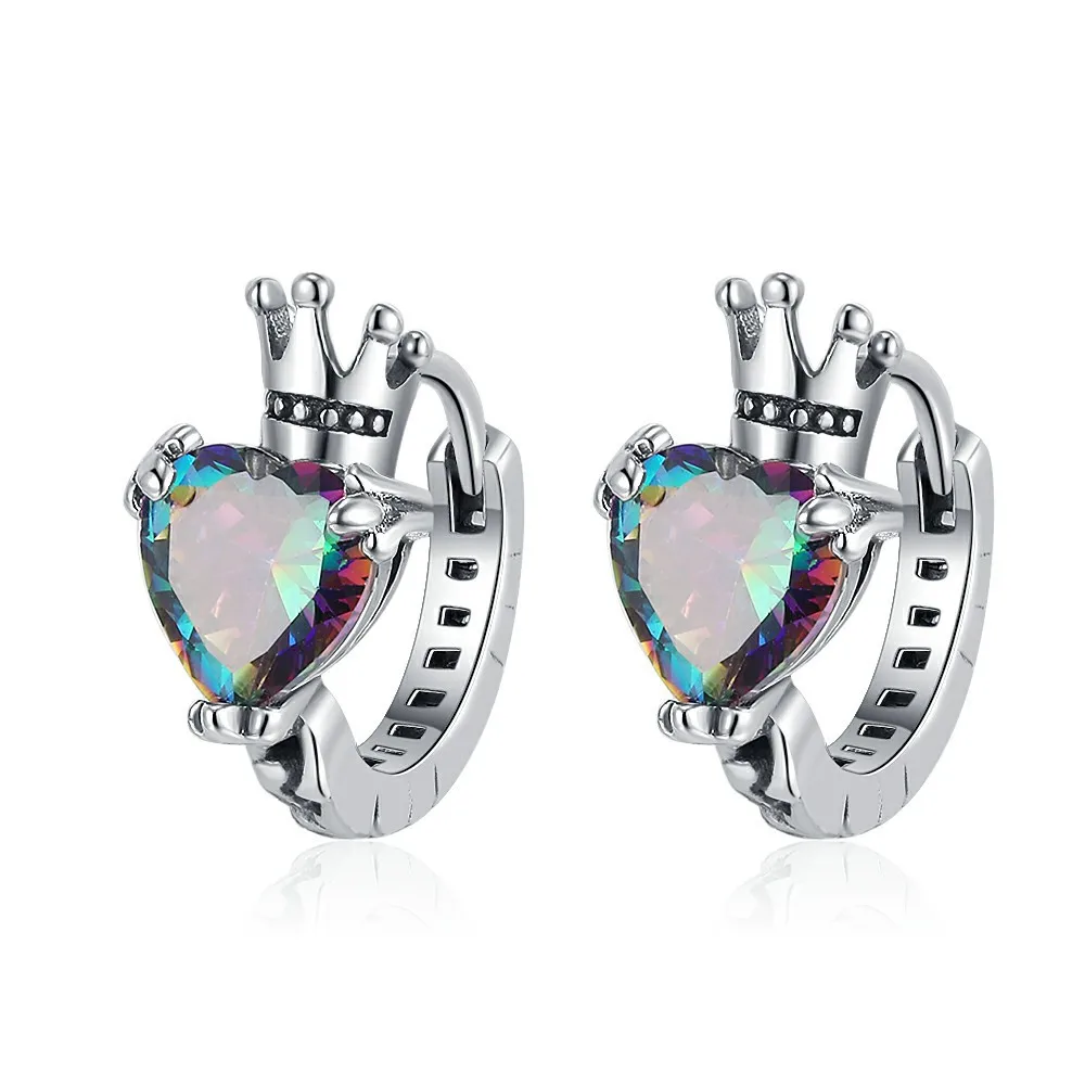 Оптовая Продажа с фабрики MYF Joyeria De Plata 925 Diseo Corona Corazon Aritos Italy Ley Silver