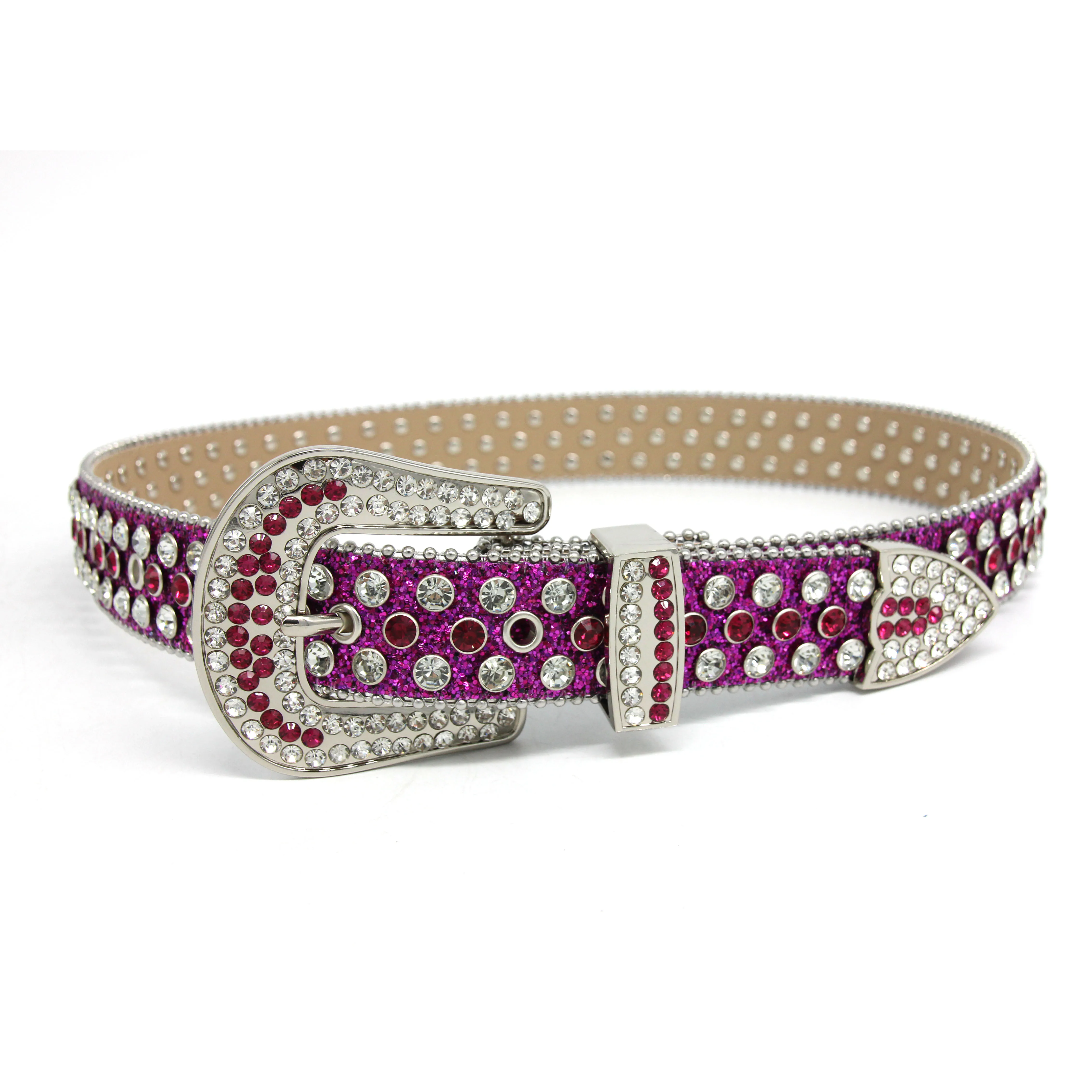 Western Cowboy Cowgirl Bling Studded Leather Belt for Jeans Pants Designer White Rhinestone Belt with Star Buckle for Men Women