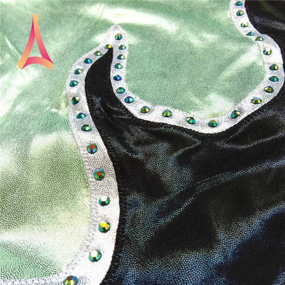 Nylon Spandex Rhythmic Gymnastics Leotards Flame Tank Leotard with Crystal