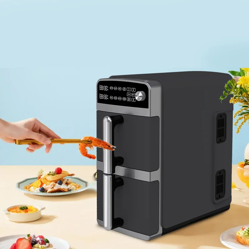 High Quality Stainless Steel Electric Digital Vertical 10L Double Stack Air Fryer Dual Basket Machine Multifunctional Wholesale