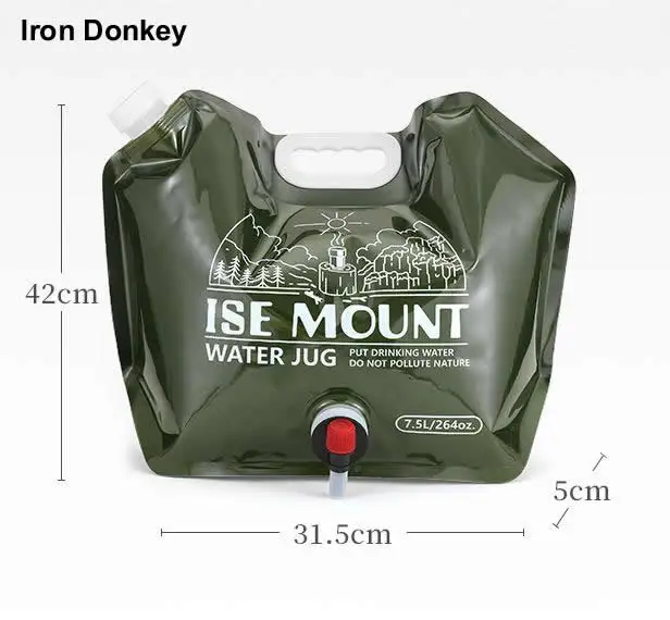 IRONDONK Plastic Water Container For Drink EY 7.5L Outdoor Folding Pocket  Bag With Large Capacity  Thickened Camping Water Bag