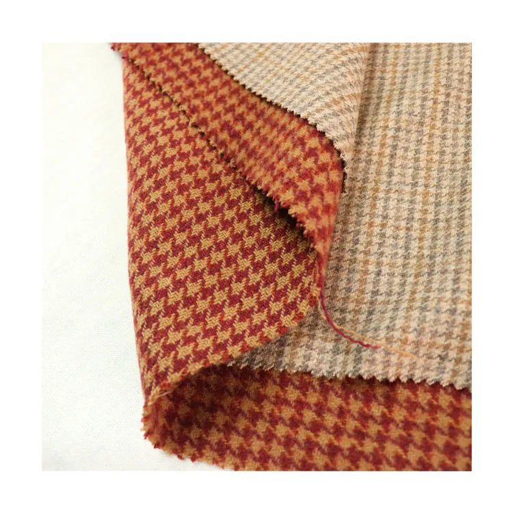 fashion style for clothing checkered tartan acrylic polyester houndstooth woolen wool fabric
