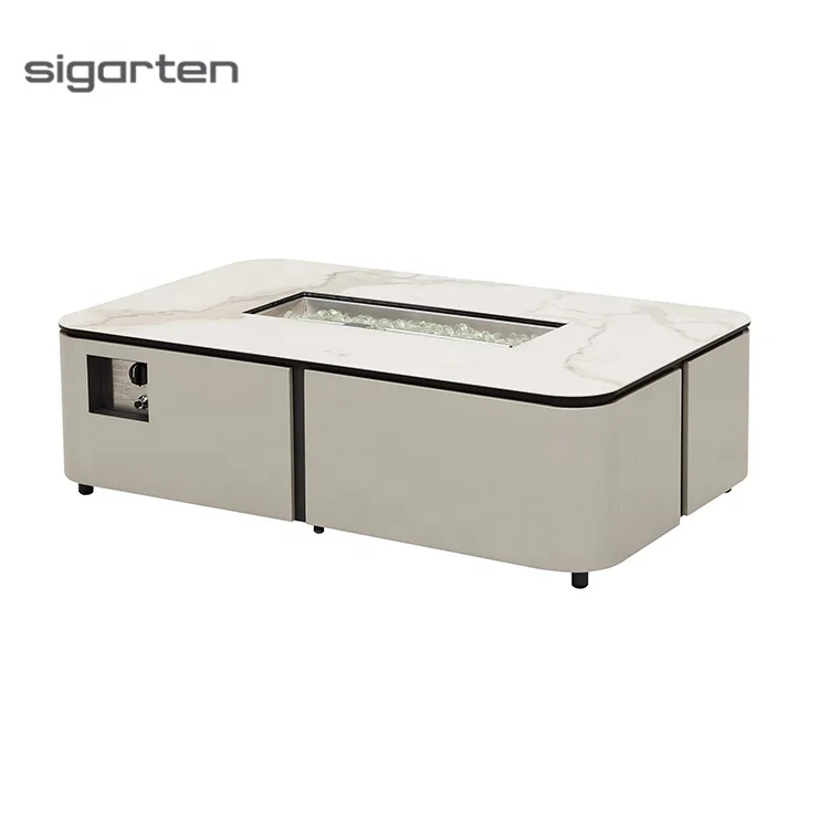 Outdoor Garden Furniture Patio Olefin Fabric Corner Sofa With Gas Fire Pit