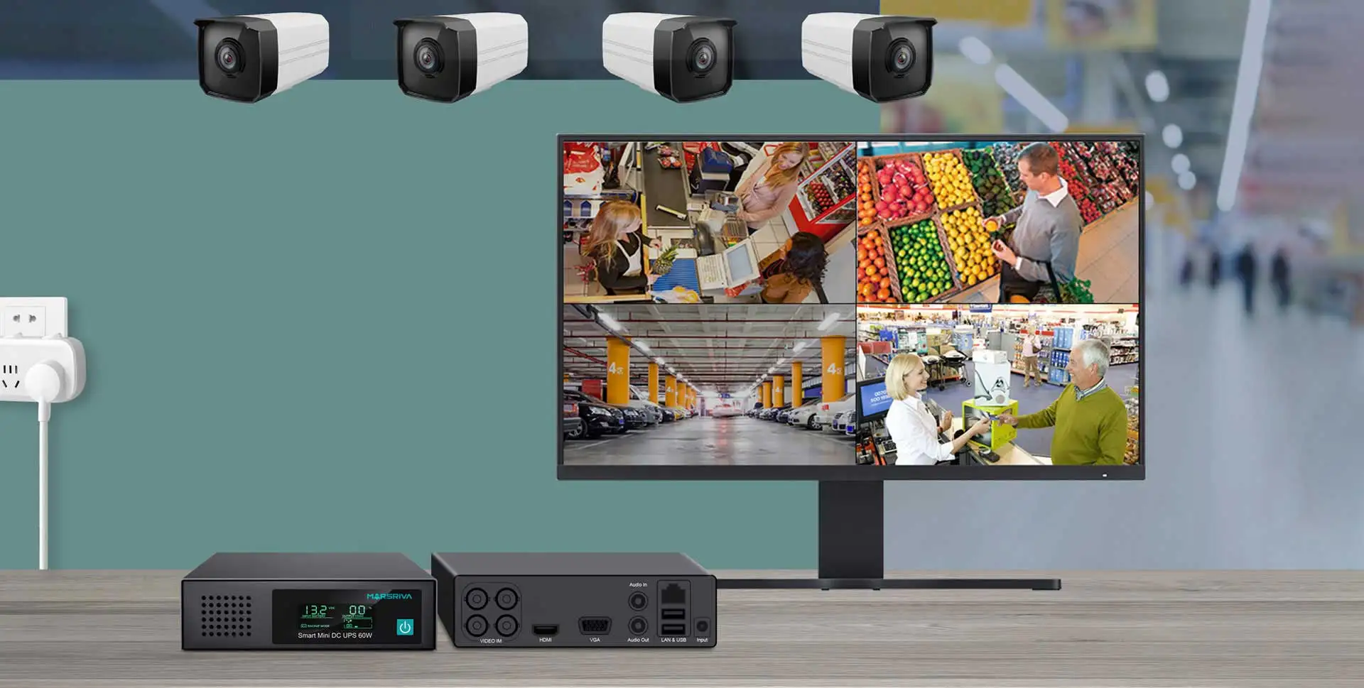 MARSRIVA 2022 Backup Battery Power Supply 17600mAh 9V 12V 15v 24v with PoE Mini DC UPS kp7 For Wifi Router Modem Cctv Camera