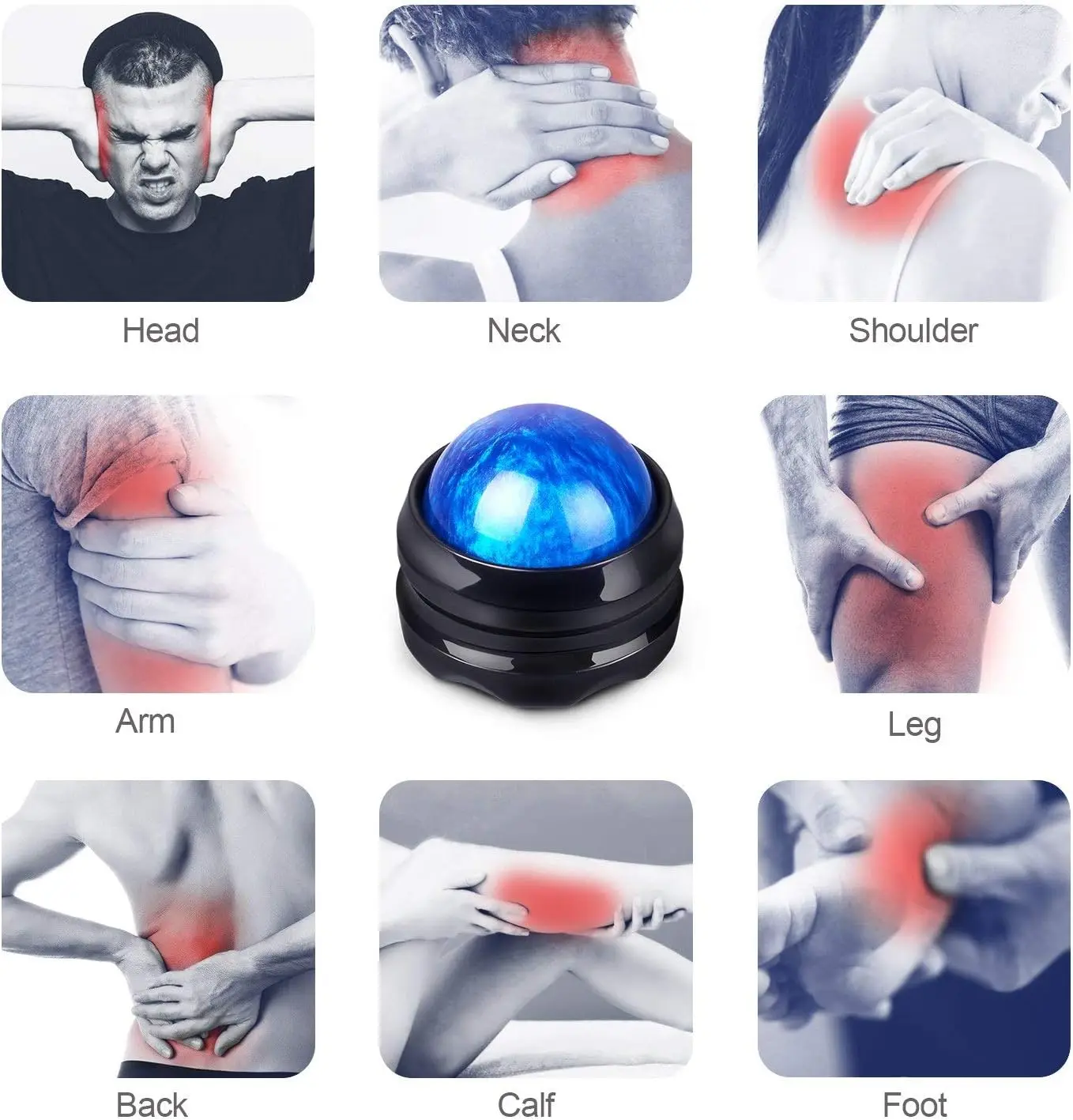 Manual Roller Ball Body Massager for Sore Muscles Shoulders Arms Neck Back Feet-Deep Tissue Stress & Joint Pain Relief