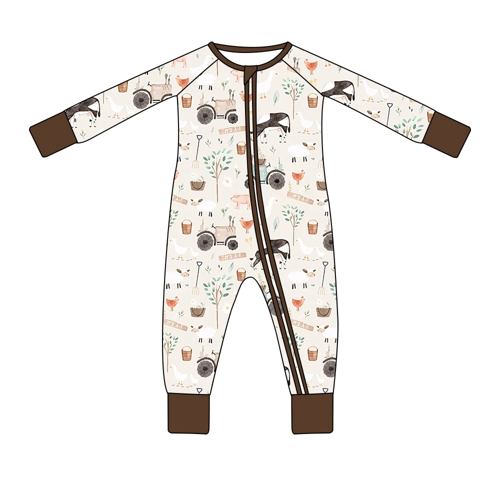 OEM Winter Autumn Printed Jumpsuit Baby Boy Girl Clothes 0-3 Months Bamboo Organic Cotton Comfort Baby Clothes Baby Rompers