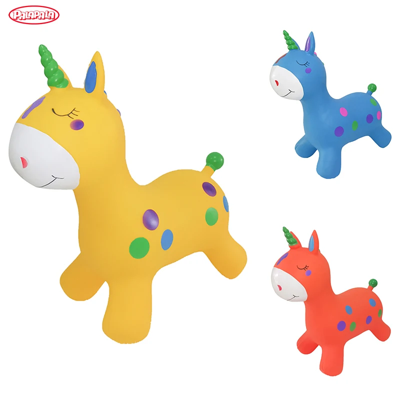 Factory hot cartoon horns cute unicorn horse inflatable thickened PVC large jumping horse children elf mount unicorn