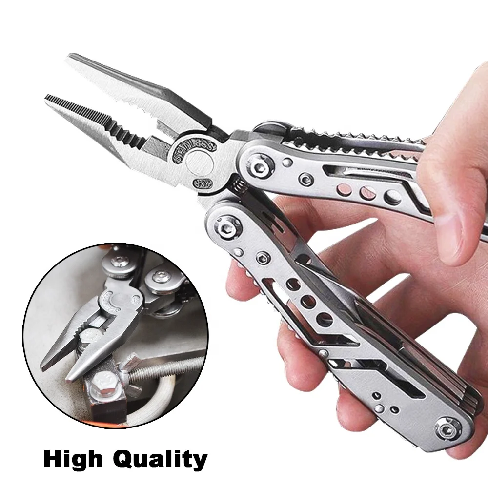 
Heavy Duty Multitool with Premium Replaceable Wire Cutters and Spring-Action Scissors 