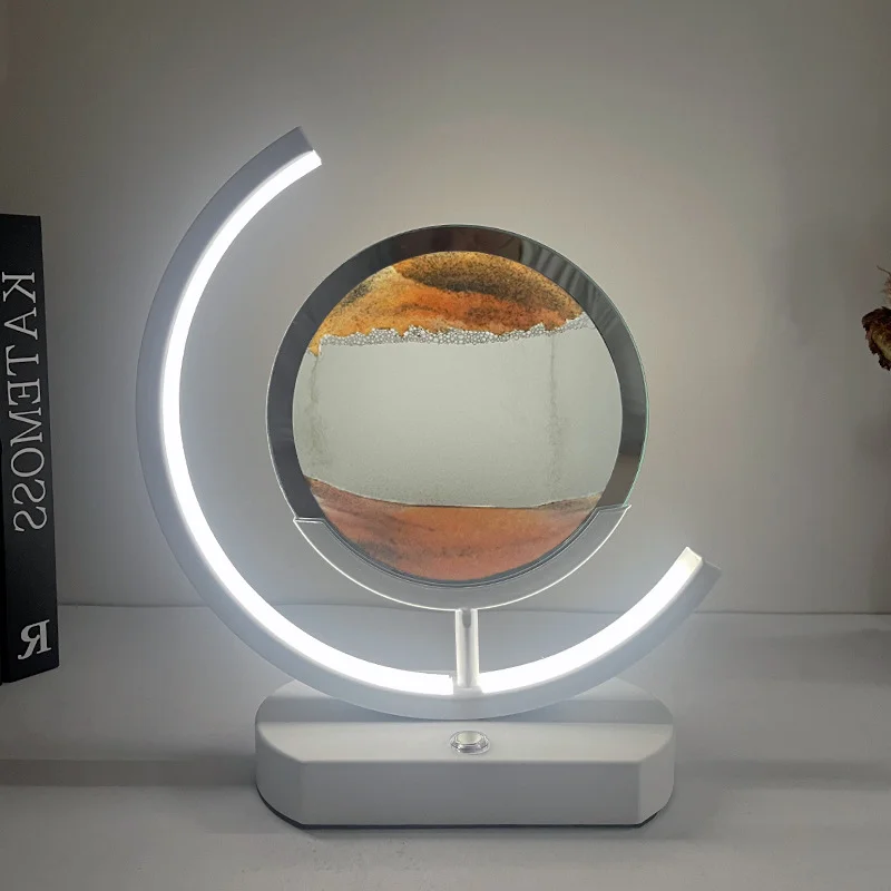 Good quality USB LED Craft Quicksand 3D Natural Landscape Flowing   Hourglass Night Light Moving Sand Art rechargeableTable Lamp