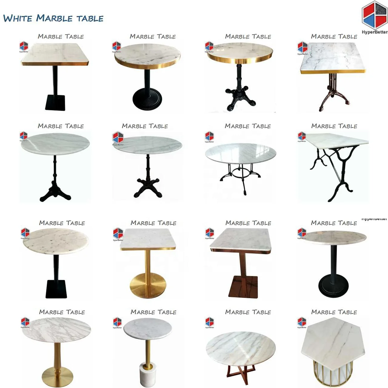 Factory directly wholesale custom white marble coffee table furniture metal table base