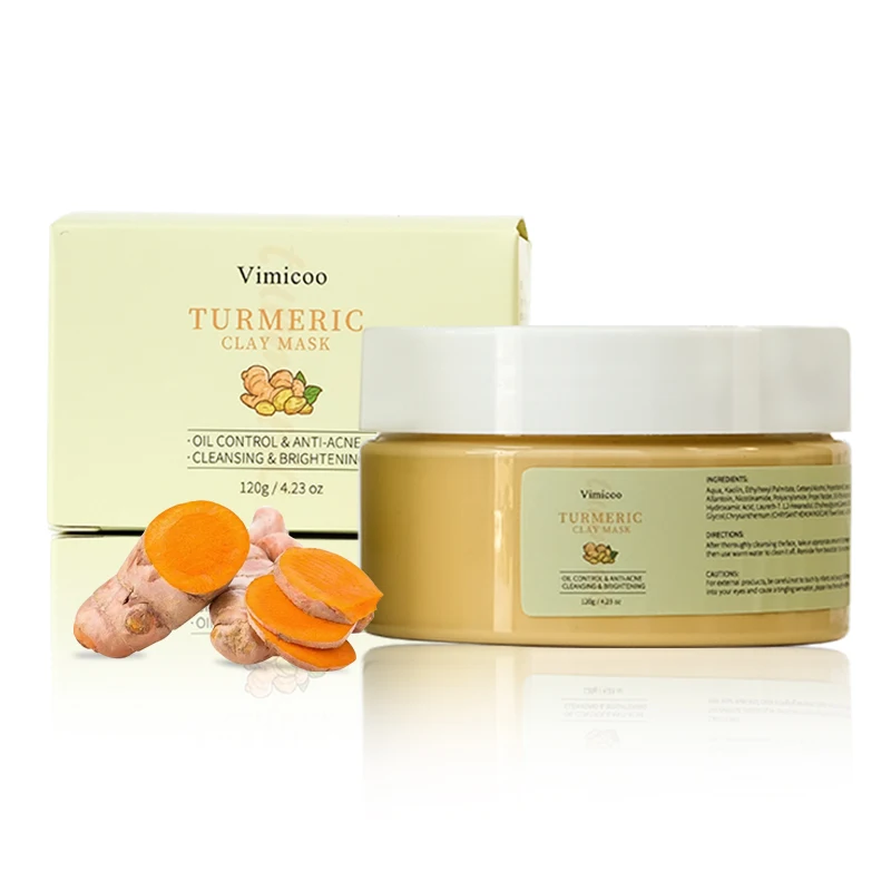 Beauty Cosmetics Private Label Anti-Acne Organic Herbal Bentonite Clean Pores Skincare Tumeric Mud Turmeric Facial Clay Mask