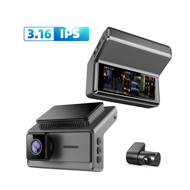 Full HD 1080P+720P 2 Channel Camera Dashcam 3.16 Inch IPS Screen Car DVR Front and Back Dash Cam Cameras For Car